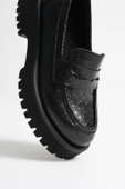 Noir Kadın Günlük Siyah Kroko Loafer Ayakkabı - 3