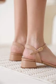 Laura Kalın Topuklu Taşlı Kadın Nude Sandalet - 7