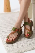 Likya Çok Renkli Hakiki Deri Sandalet - 5