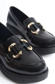 Caro Rugan Siyah Gold Tokalı Kadın Loafer - 2