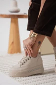 Alice Kadın Bej Gizli Topuklu Sneaker - 4