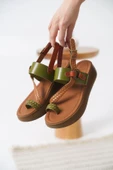 Likya Çok Renkli Hakiki Deri Sandalet - 8