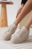 Alice Kadın Bej Gizli Topuklu Sneaker - 3