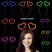 MDB Glow Stick Karanlıkta Yanan Fosforlu Kalp Taç 12 Adet thumbnail 1