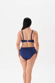 Büyük Beden Balensiz Toparlayıcı  Lacivert Taşlı Bikini Takım - 3