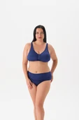 Büyük Beden Balensiz Toparlayıcı  Lacivert Taşlı Bikini Takım - 1
