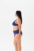 Büyük Beden Balensiz Toparlayıcı  Lacivert Taşlı Bikini Takım - 2