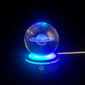 MDB USB'li Satürn Tasarımlı Dönen Cam Küre thumbnail 1