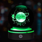 MDB USB'li Satürnlü Kız Tasarımlı Dönen Cam Küre thumbnail 1