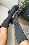 OPS 022 024573 Topukla Kadın Streç Hakiki Deri Kalın Topuklu Fermuarlı Taşlı Çizme - 1