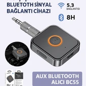 Bluetooth AUX Alıcı Tak-Çalıştır Dahili Mikrofonlu Kablosuz Ses Adaptörü - 4