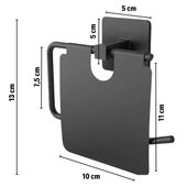 Kendiliğinden Yapışkanlı Siyah Paslanmaz Metal Kapaklı Tuvalet Kağıtlığı Aparatı (5250) - 3