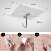 Süper Güçlü Yapışkanlı Suya Dayanıklı Şeffaf Askı 5li Set Yeniden Kullanılabilir Kancalar (5250) thumbnail 5