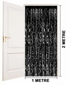 Siyah Renk Ekstra Metalize Parlak Saçaklı Arka Fon Perde İthal A Kalite 1x2 Metre (5250) - 4