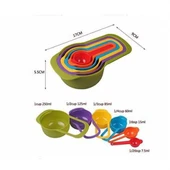 Pratik Ölçü Kaşığı Kabı 5'li Şeker Baharat Sıvı Ölçer Aparat (5250) - 5