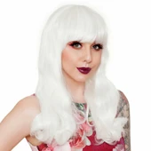 Beyaz Renk Kahküllü Dalgalı Uzun Parti Peruğu (5250) - 2