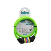 ŞİFRELİ İNCE BİSİKLET KİLİT ÇELİK TEL YEŞİL RENKLİ KILIF 9MMX65CM (5250) - 1