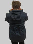 Erkek Kışlık İçi Kürklü Sabit Kapüşonlu Siyah Kaban Parka - 5