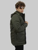 Erkek Kışlık Çıkma Kapüşonlu Haki Kaban Parka thumbnail 2