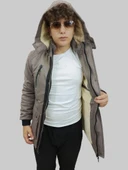 Erkek Kışlık Çıkma Kapüşonlu Vizon Kaban Parka - 8