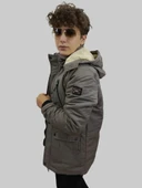 Erkek Kışlık Çıkma Kapüşonlu Vizon Kaban Parka - 2