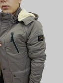 Erkek Kışlık Çıkma Kapüşonlu Vizon Kaban Parka - 7