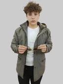 Erkek Kışlık İçi Kürklü Sabit Kapüşonlu Vizon Kaban Parka thumbnail 7