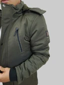 Erkek Kışlık Çıkma Kapüşonlu Haki Kaban Parka thumbnail 8