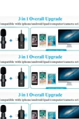 Yüksek Kalite Profesyonel 3 In 1 Kablosuz Taşınabilir Yaka Mikrofonu Youtube Facebook Tiktok - 6