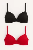 Dolgulu Balenli Fiyonklu Sütyen 2’li Set,Siyah,Kırmızı – Şık ve Rahat thumbnail 2