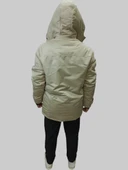 Erkek Kışlık İçi Kürklü Sabit Kapüşonlu Krem Kaban Parka - 3
