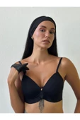 Lazer Kesim Hafif Destekli Siyah Sütyen – Konforlu ve Şık thumbnail 1