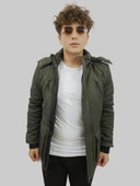 Erkek Kışlık Çıkma Kapüşonlu Haki Kaban Parka thumbnail 6