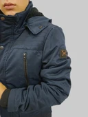 Erkek Kışlık İçi Kürklü Sabit Kapüşonlu Lacivert Kaban Parka - 7