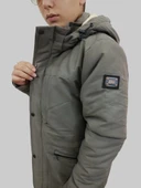 Erkek Kışlık İçi Kürklü Sabit Kapüşonlu Vizon Kaban Parka thumbnail 8