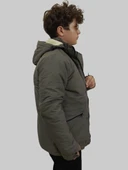 Erkek Kışlık İçi Kürklü Sabit Kapüşonlu Vizon Kaban Parka thumbnail 3