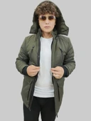 Erkek Kışlık Çıkma Kapüşonlu Haki Kaban Parka thumbnail 7