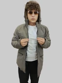 Erkek Kışlık İçi Kürklü Sabit Kapüşonlu Vizon Kaban Parka thumbnail 5