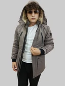 Erkek Kışlık Çıkma Kapüşonlu Vizon Kaban Parka - 4