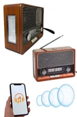 Saatli Fenerli Bluetooth Nostaljik Radyo AUX SD USB Girişli Bluetooth Hoparlör thumbnail 2