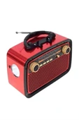 Nostaljik Görünümlü Ahşap Radyo TF SD USB Girişli Led Fener Işıklı - 3