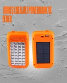 Güneş Enerjili LED Powerbank Işıldak – 10000 mAh, Su Geçirmez, 32 LED, Taşınabilir Tasarım - 2