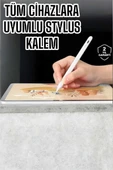 Dokunmatik Kalem Beyaz Şarjlı Yedek Uçlu Android ve İOS Uyumlu - 2