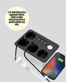 Akım Korumalı 3 USB Portlu 4’lü Priz 4.1A Hızlı Şarj - 3