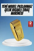 Sakal Kesme Tıraş Makinesi Paslanmaz Çelik Gold Şarjlı thumbnail 2