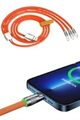 Çoklu Şarj Kablosu USB Type-C İOS Uyumlu 120W Hızlı Şarj Kablosu - 4