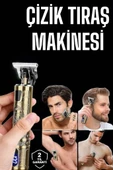 Tıraş Makinesi Şarjlı Profesyonel Saç Kesme Makinesi Gold Çizik Tıraş thumbnail 1