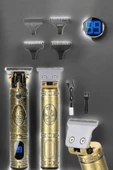 Tıraş Makinesi Şarjlı Profesyonel Saç Kesme Makinesi Gold Çizik Tıraş thumbnail 4