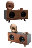 Bluetooth Nostalji Speaker Radyo Gramofon Ahşap Renk Vintage - 4