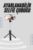 Tripod Selfie Çubuğu Bluetooth Kumandalı Kablosuz Led Işıklı - 1